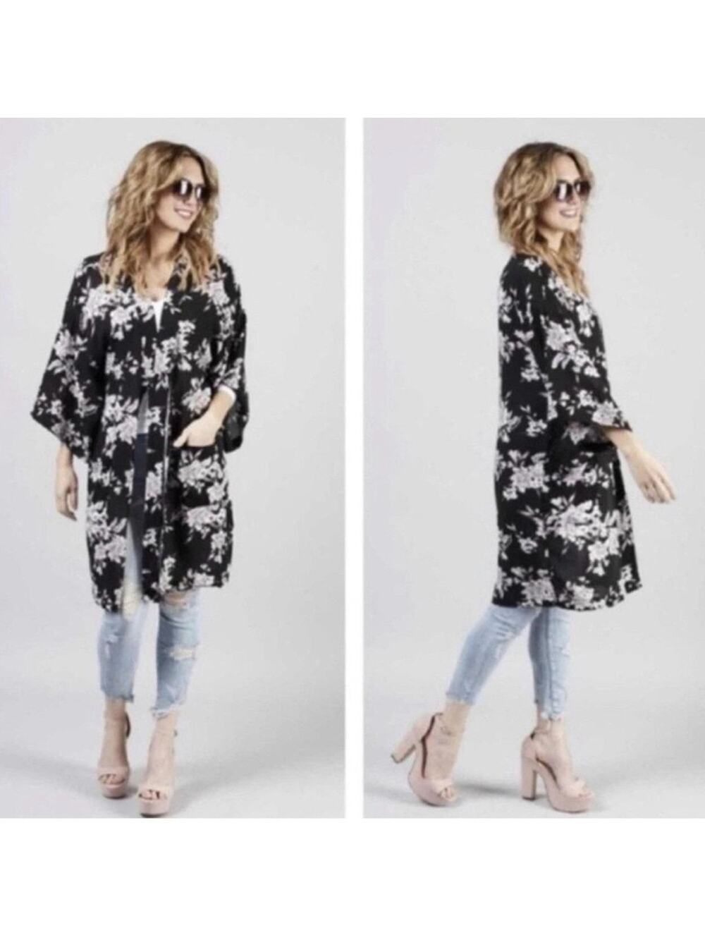 SPIRITUAL GANGSTER floral light weight fairy goth tie front kimono OS